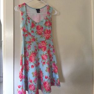 Pastel blue and hot pink floral skater dress size small Rue 21 vintage y2k